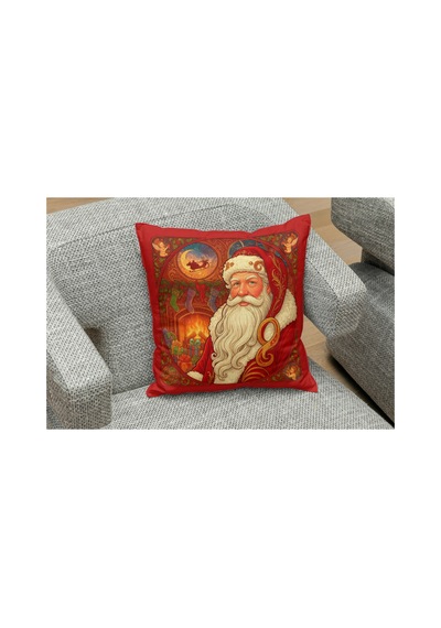 Owl Bag Yılbaşıyeni Yıl Serisi Noel Baba Red Desenli Tasarım Kare B0ş Yastık Kılıfı Çok Renkli