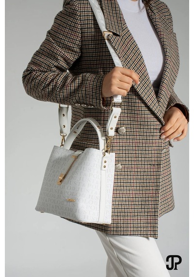 Just Polo Kadın Orta Boy Su Geçirmez Günlük Şık El Ve Omuz Çantası Ebat 23 X 18 Cm Shoulder Bag Beyaz