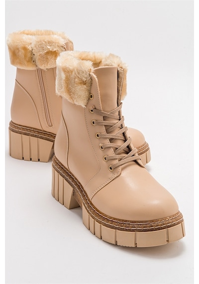 Luvishoes Jayla Bej Cilt Kadın Bot Bej