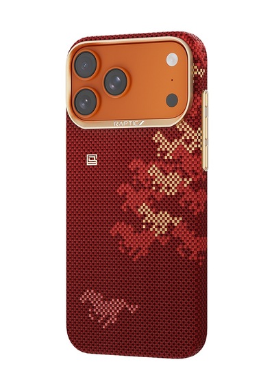İphone 17 Pro Max Uyumlu Kılıf M-safe Özellikli Raptic Aramid Skin Chivalry Serisi Kapak Kırmızı