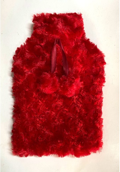 Sıcak Su Torbası Kırmızı Renkli,Ponponlu Termofor 26x17x2cm 1 Lit