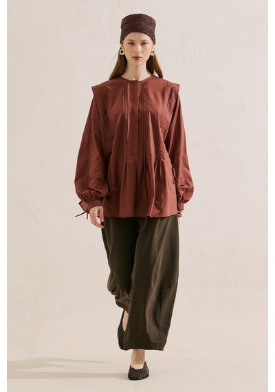 Manuka Fırfır Detaylı Dökümlü Tunik Bordo Ss26tnk00006-1030 No