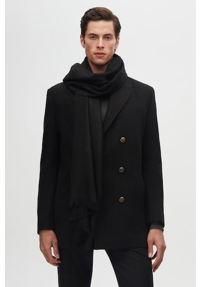 D's Damat Ds Damat Regular Fit Siyah Kruvaze Denizci Metal Düğme Detaylı Kaşe Kaban 1hf08ort10005 001