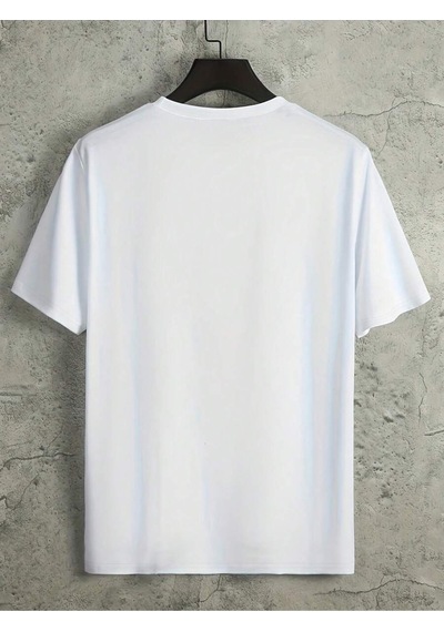 King Logo T-shirt - Beyaz Baskılı Oversize Bisiklet Yaka Kısa Kol Tişört Beyaz