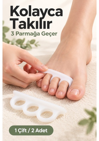 Silikon Çekiç Ayak Parmak Koruyucu 3 Parmağa Geçen Yüzük 1 Çift