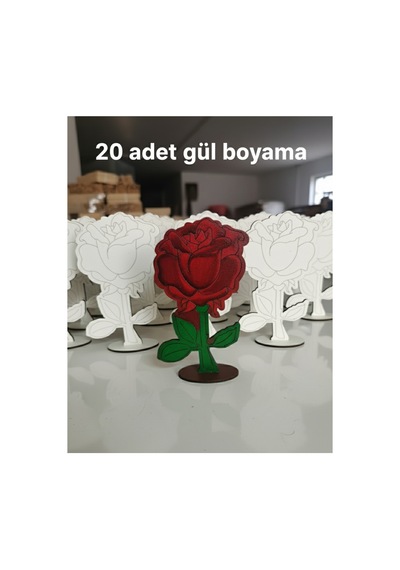 Ahşap Çiçek Boyama 20 Adet Anaokulu Kreş Yaz Okulu Etkinliği