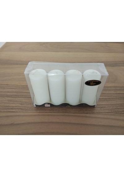 4'Lü Kokusuz Beyaz Bozkurt Silindir Mum 3.5*9Cm (361460208)