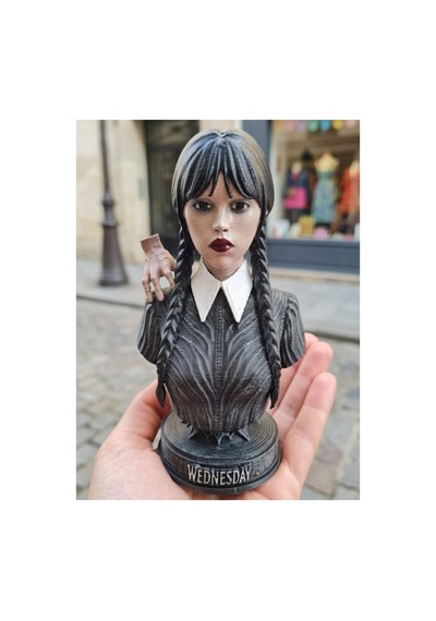 Eselya3d Wednesday Figür - Wednesday ,el Biblo - Fanart 15cm