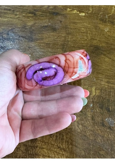 Kemik Renkli Desenli Kadın Hint Bileziği Çap 7 Cm Çok Renkli