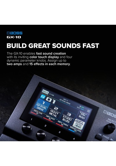 Boss Gx-10 Kompakt Gitar Ve Bas Efekt İşlemcisi, Gx-100 Ses Motoru, Renkli Dokunmatik Ekran, 32 Amp Tipleri Ve 170 Boss Efektleri Çok Modlu, Ayak Pedalları Ve İfade Pedalı, Aırd Teknolojisi