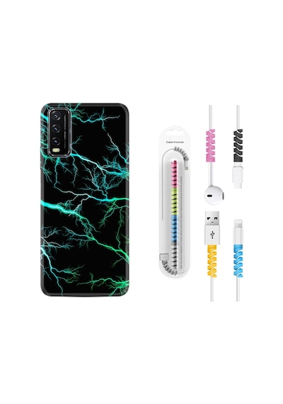 Vivo Y11S Kılıf Kablo Koruyuculu Green Thunder 1693