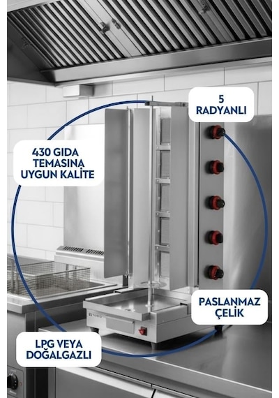 Vosco Döner Ocağı Alttan Motorlu 5 Radyan Lpg