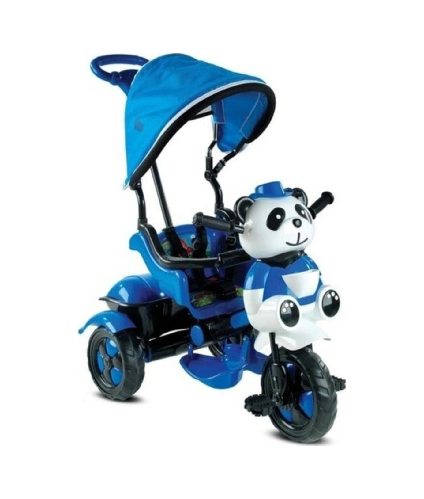Unisex Mavi 127 Little Panda Ebeveyn Kontrollü Tenteli Müzikli Tricycle Üç Teker Bisiklet Mavi