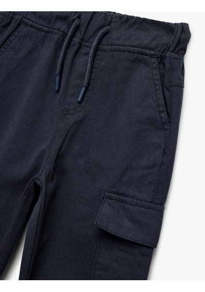 Koton Pamuklu Gabardin Beli Bağcıklı Kargo Pantolon Lacivert 6wkb40035tw Lacivert