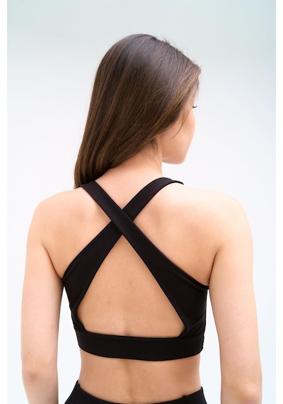 Normal People Nova - Spor Bra / Şeftali Dokulu Peach Skin Kumaş Siyah