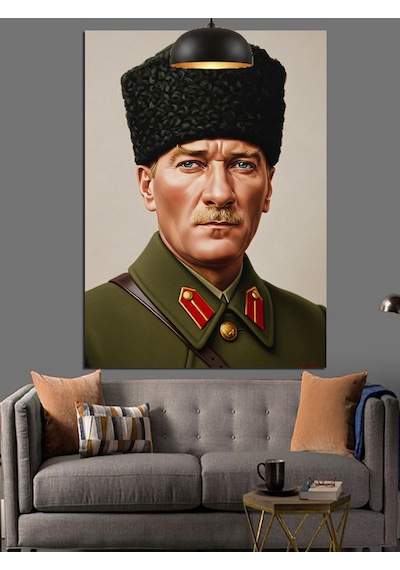 Mustafa Kemal Atatürk Askeri Portresi Dekoratif Kanvas - Mdf Ahşap Tablo
