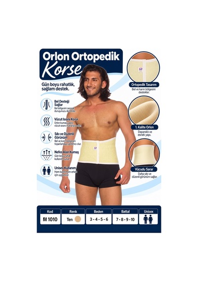 Orlon Ortopedik Korse Unisex Bel Ve Karın Destek Korsesi M 1010 - Rylks Standart