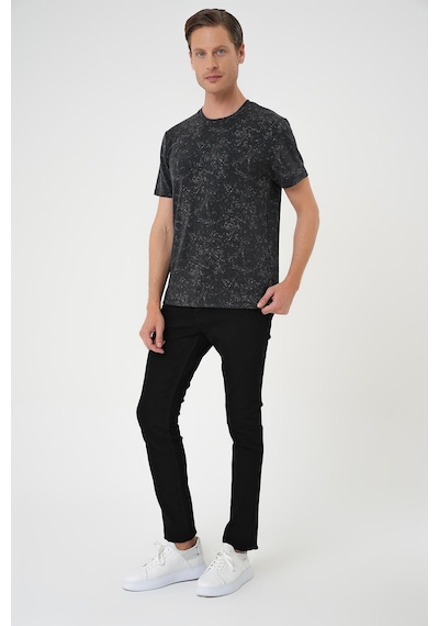 Efor Comfort Fit Bisiklet Yaka Batik Görünmlü Kısa Kol Casual Siyah Tişört Ts 905 Siyah