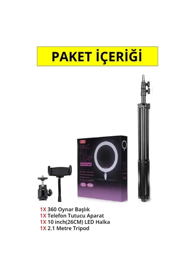 Lipon Ring Fill Light Led Işıklı Tripod 10 Inç Halka Youtuber Tiktok Makyaj Işığı Ayaklı 10 Inç