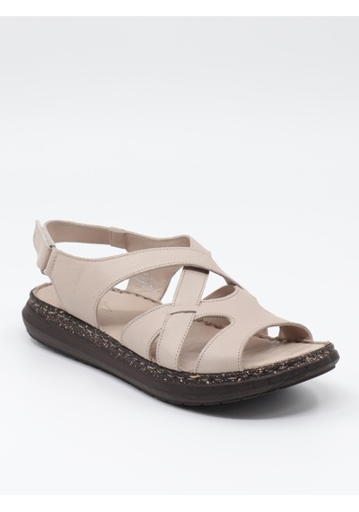 Nesilshoes Nesil Shoes Mns 154 Bej Hakiki Soft Deri Kadın Sandalet
