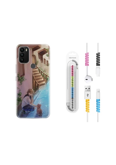 General Mobile Gm21 Plus Kılıf Kablo Koruyuculu Cat And Girl 1808
