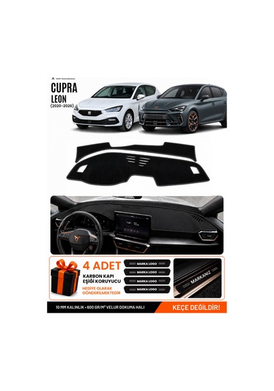 Cupra Leon 2020-2026 Uyumlu Torpido Koruma, Torpido Örtüsü, Torpido Kılıfı - Siyah