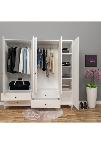 5 Kapılı Oval Kulplu Gardırop Mdf Sis Gri 5 Kapılı Oval Kulplu Gardırop Mdf Sis Gri