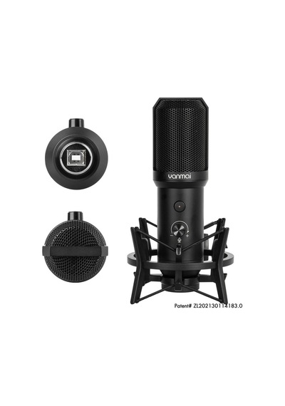 Usb Condenser Masaüstü Mikrofon Seti Kardioid Yönlü, 16bit/48khz Profesyonel Kayıt, Led Kontrollü, Shock Mount