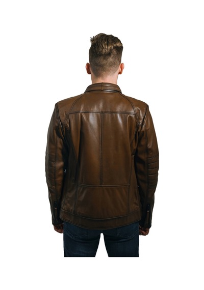 Hilda Deri Gölgeli Kahve Hakiki Deri Erkek Ceketi Thor Kahverengi