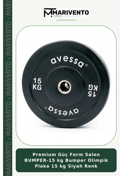 Premium Güç Form Salon Bumper-15 Kg Bumper Olimpik Plaka 15 Kg Siyah Renk