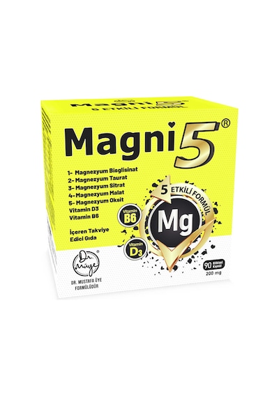 Magni5 Magnezyum Vitamin D3 B6 İçeren Takviye Edici Gıda 90 Kapsül