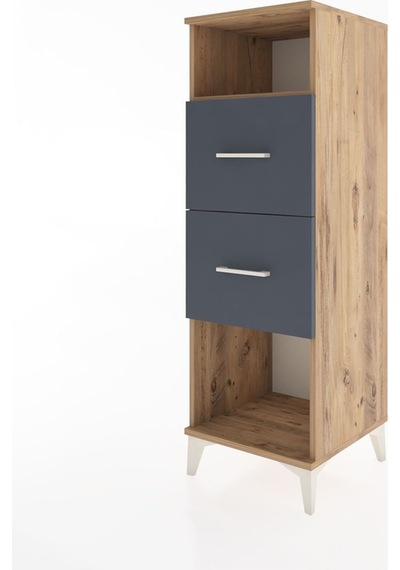Hyperion Dolap Tek Raflı 2 Çekmeceli 44x44x134 Çam-antrasit Atlas Çam