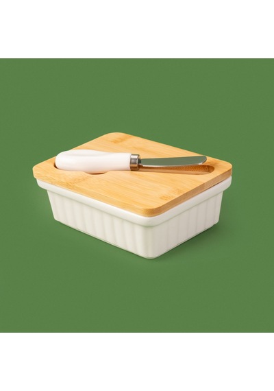 Kitchen Bıçaklı Porselen Tereyağlık - Beyaz - 14 Cm Renkli