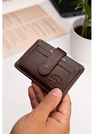 Newish Polo Erkek Hakiki Deri Cüzdan Ve Kartlık - New083 Kahverengi