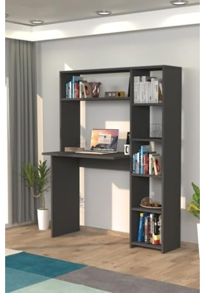Duru Kitaplıklı Çalışma Masası Antrasit 120x60