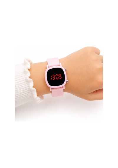 Saattino Pembe Dijital Kız Çocuk Kol Saati Led Ekran Cüzdan Hediyeli St-304408 Siyah