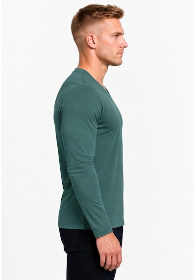 Axxel Erkek Mint Yeşili Pamuklu Likralı Süprem Uzun Kollu T-shirt-d236