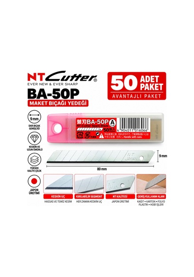 Nt Cutter Ba-50p 9mm Maket Bıçağı Yedeği