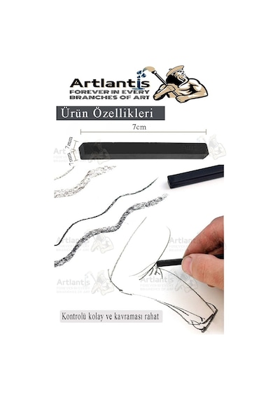 Sıkıştırılmış Kömür Füzen Seti 1 Paket Kohinoor 2b 4b 6b Yumuşak Orta Sert Siyah Kare Press Kömür Füzen Yassı Çizim