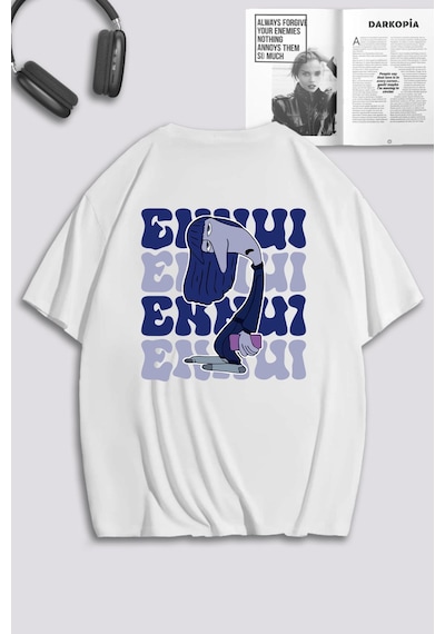 Unisex Kadın Erkek Ters Yüz Sırt Baskılı Özel Tasarım Oversize T-shirt Beyaz4 Mck0565 Beyaz