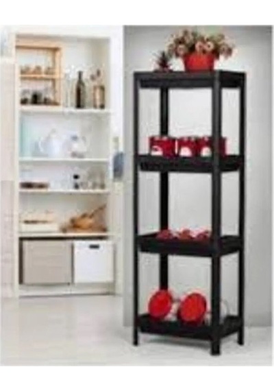 Shelf Unit Raf Ünitesi Siyah Renk 4 Katlı Royaleks-81414 Açık Gri