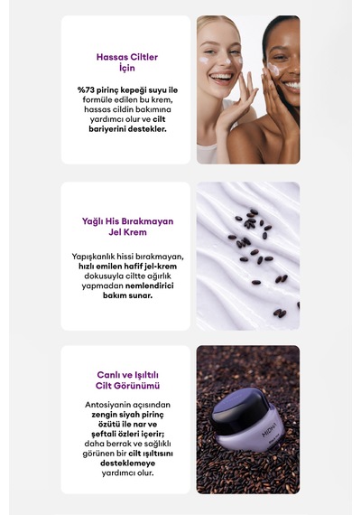 Midha Black Rice Soothing Hassas Ciltler için Nemlendirici Yüz Bakım Kremi 50 ML