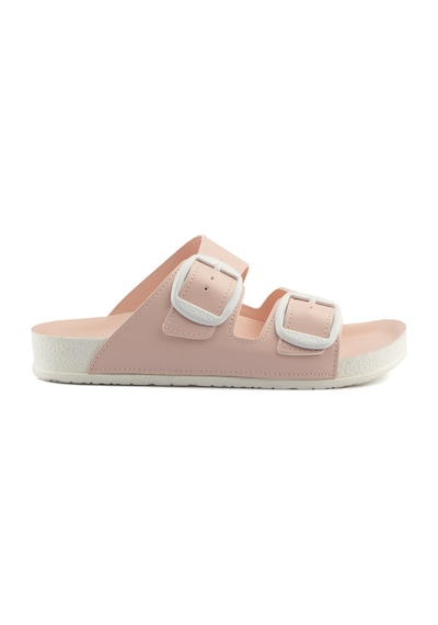 Pastelsteps İki Tokalı Rahat İlkbahar-yaz Ergonomik Kadın Terlik-pembe Pembe