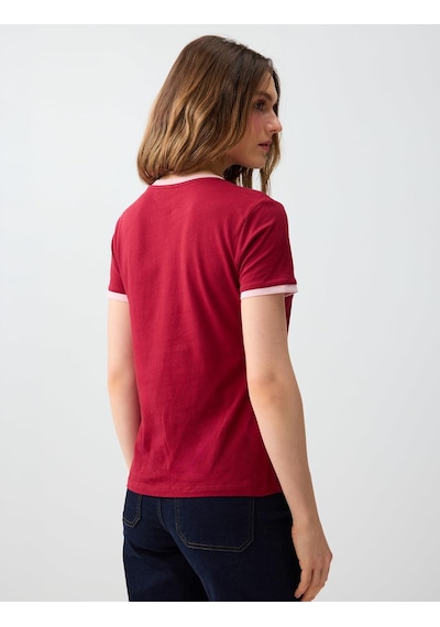 Jimmy Key Bordo %100 Pamuk Bisiklet Yaka Omuzu Detaylı Örme Bluz 6sw035556562