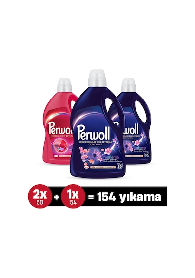 Perwoll Hassas Bakım Çiçek Cazibesi Sıvı Çamaşır Deterjanı 2 x 2700 ML + Koyu Renkler Sıvı Çamaşır Deterjanı 2975 ML