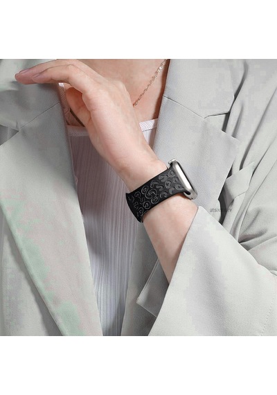 Apple Uyumlu  Watch 44 45 46mm Leopar Desenli Yumuşak Silikon Kordon Seri 2 3 4 5 6 Se 7 8 9 10