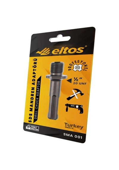 Eltos Sds Plus Mandren Adaptörü, 1/2" 20 Unf, Vidalı Bağlantı Sistemli, Profesyonel, Metal Gövdeli, Mandren Ucu Adaptörü, Sma001