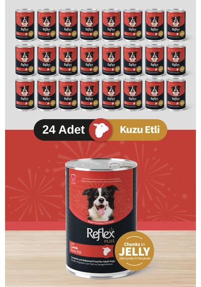 Reflex Plus Parça Kuzu Etli Köpek Konservesi 24x400 Gr