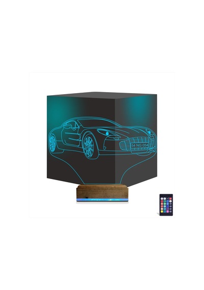 Luvivia Spor Araba Aston Martin Kişiye Özel 3d Lamba - Masa Gece Lambası Şeffaf