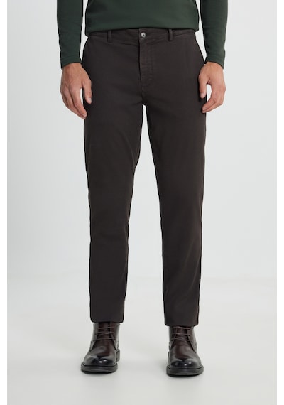 AC&Co / Altınyıldız Classics Erkek Kahverengı Slim Fit Dar Kesim Pamuklu Esnek Armürlü Yan Cep Pantolon Kahverengı Kahverengi
